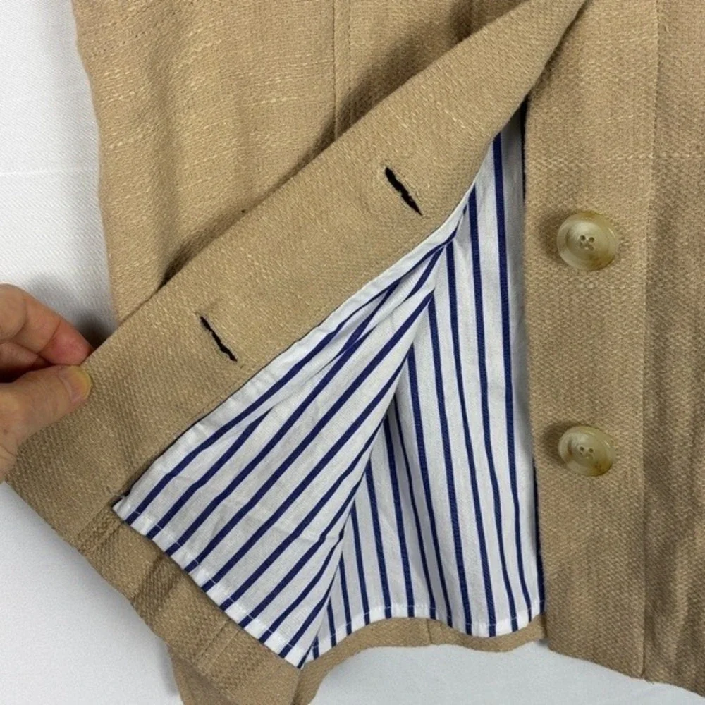 FRNCH Paris Women's Button Up Mini Skirt Sz M Linen Cotton Lined Preppy Academia